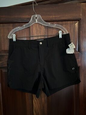 Black Women's Performance Shorts with Side Emblem and sun protection L NWT